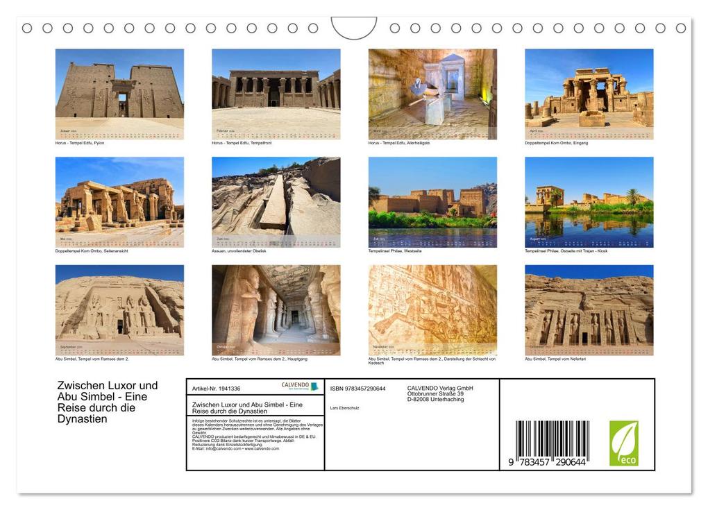 Weitere Ansicht: Zwischen Luxor und Abu Simbel - Eine Reise durch die Dynastien (Wandkalender 2026 DIN A4 quer), CALVENDO Monatskalender | Lars Eberschulz, Calvendo