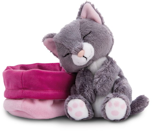 Weitere Ansicht: NICI - Sleeping Pets - Green - Katze grau 12cm schlafend im Körbchen rosa