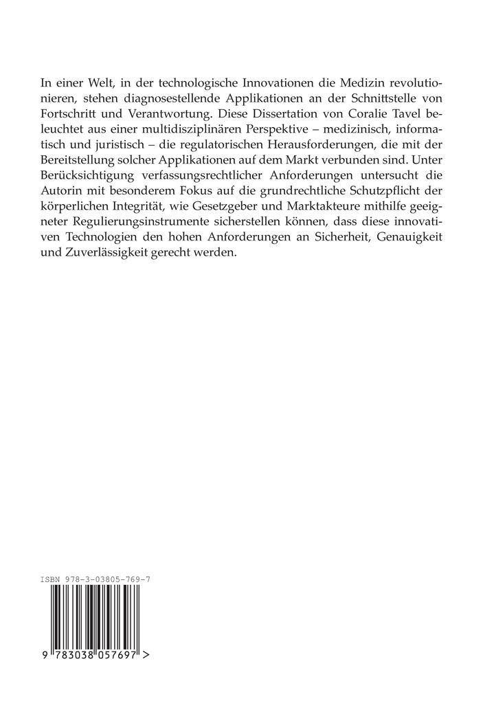 Weitere Ansicht: Bereitstellung auf dem Markt von diagnosestellenden Applikationen | Coralie Tavel