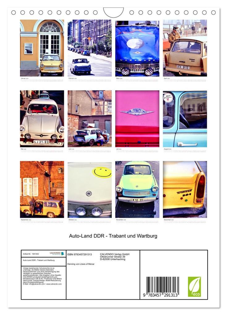 Weitere Ansicht: Auto-Land DDR - Trabant und Wartburg (Wandkalender 2026 DIN A4 hoch), CALVENDO Monatskalender | Henning von Löwis of Menar, Calvendo