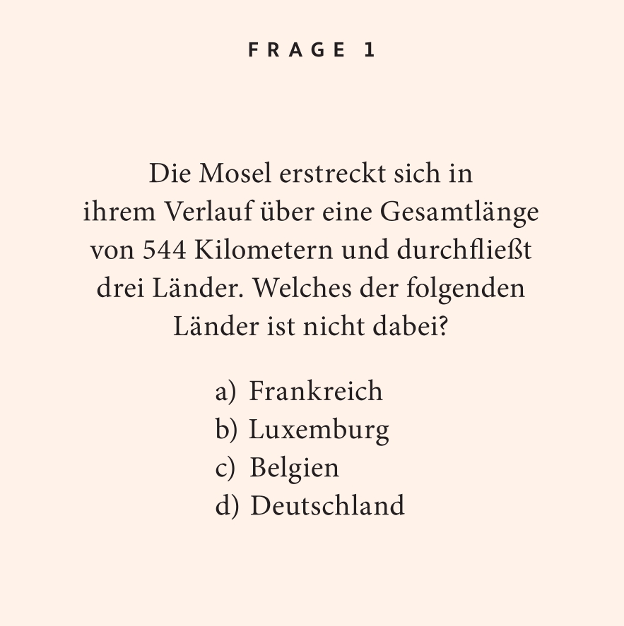 Weitere Ansicht: Mosel-Quiz | Stephanie Zang