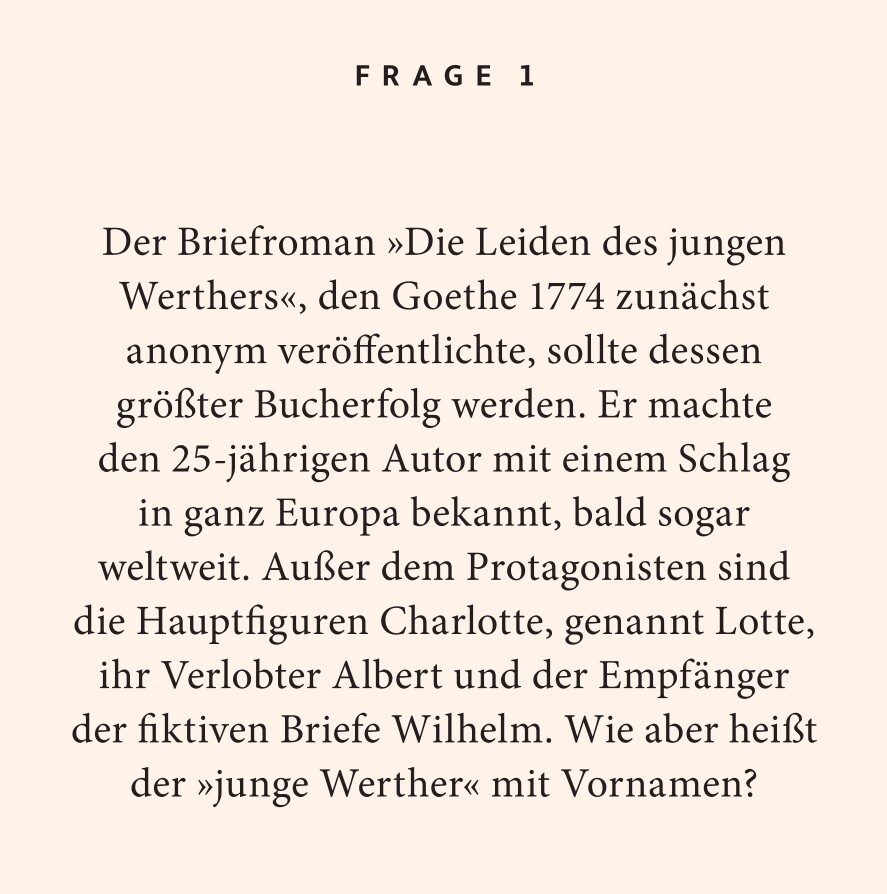 Weitere Ansicht: Goethe-Quiz | Barbara Steingießer