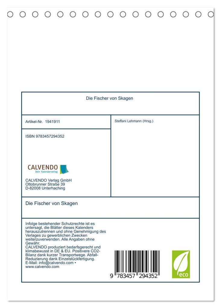 Weitere Ansicht: Die Fischer von Skagen (Tischkalender 2026 DIN A5 hoch), CALVENDO Monatskalender | Steffani Lehmann (Hrsg.), Calvendo, Steffani Lehmann