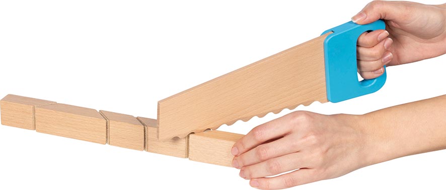 Weitere Ansicht: Holzbausteine mit Klettverbindungen und Säge