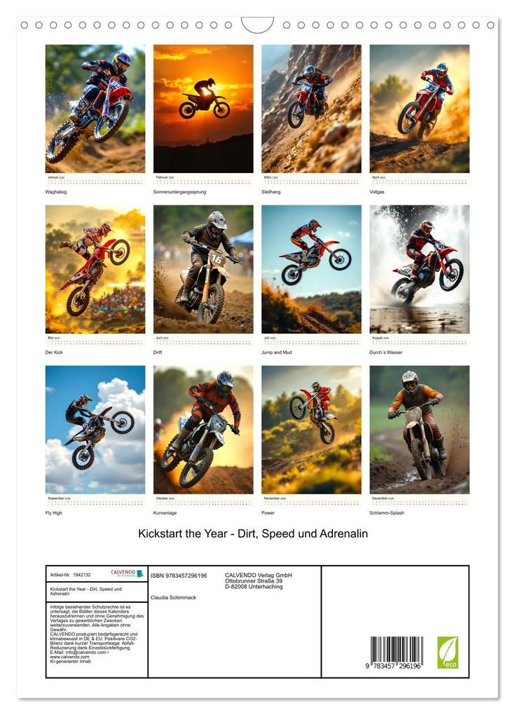Weitere Ansicht: Kickstart the Year - Dirt, Speed und Adrenalin (Wandkalender 2026 DIN A3 hoch), CALVENDO Monatskalender | Claudia Schimmack, Calvendo