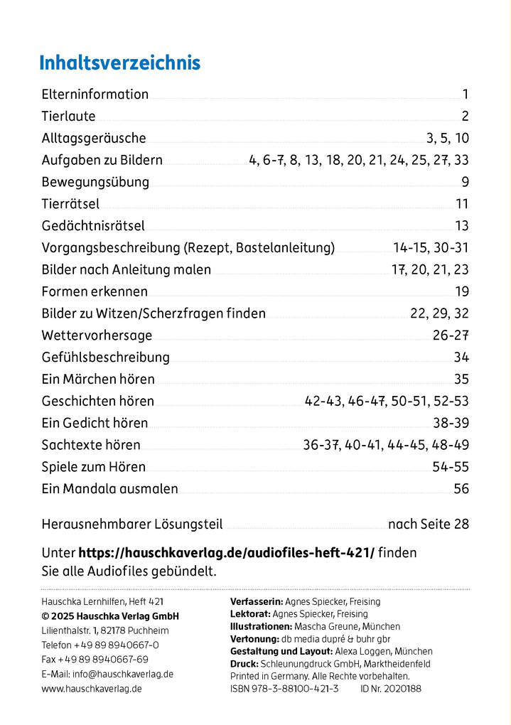 Weitere Ansicht: Mein Übungsheft - Zuhören und verstehen 1. Klasse | Agnes Spiecker
