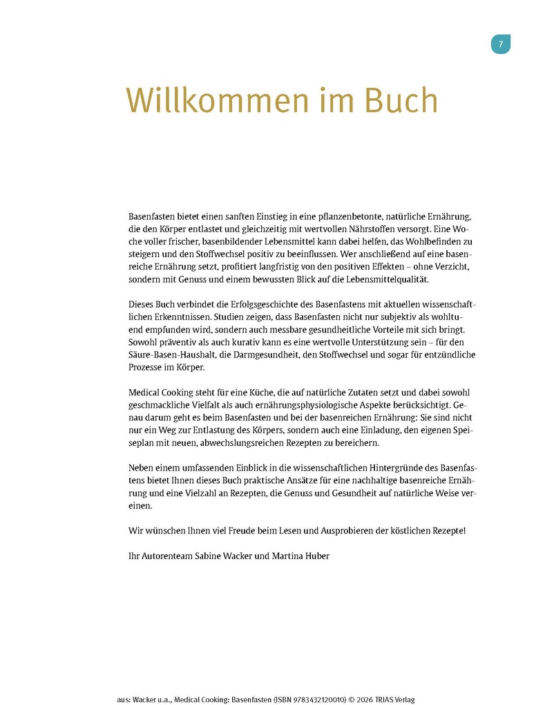 Weitere Ansicht: Medical Cooking: Basenfasten | Sabine Wacker, Martina Huber