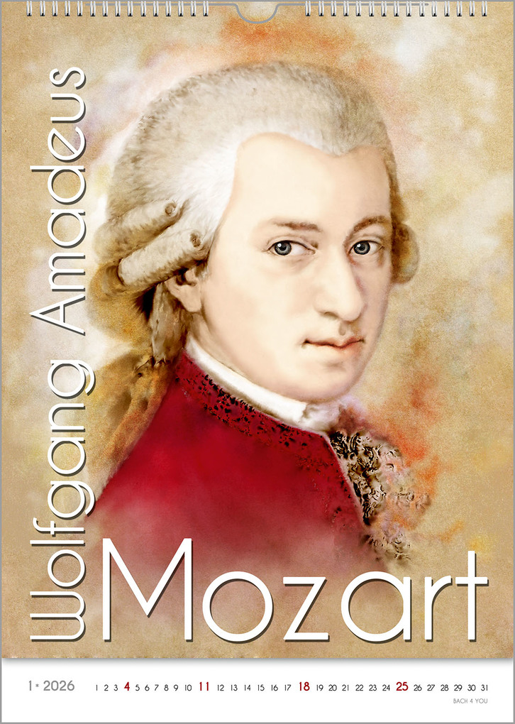 Weitere Ansicht: Komponisten-Kalender, ein Musik-Kalender 2026, DIN A4 | Peter Bach jr.