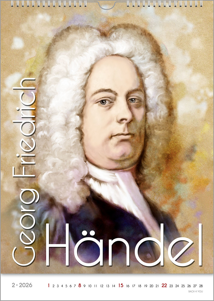 Weitere Ansicht: Komponisten-Kalender, ein Musik-Kalender 2026, DIN A4 | Peter Bach jr.