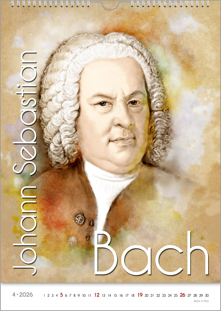 Weitere Ansicht: Komponisten-Kalender, ein Musik-Kalender 2026, DIN A4 | Peter Bach jr.