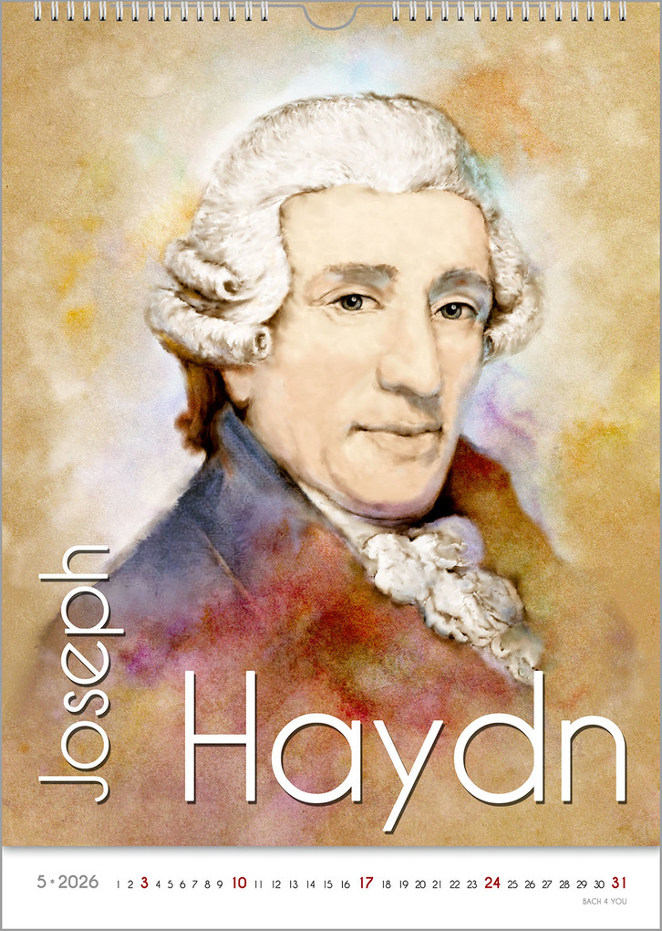 Weitere Ansicht: Komponisten-Kalender, ein Musik-Kalender 2026, DIN A4 | Peter Bach jr.