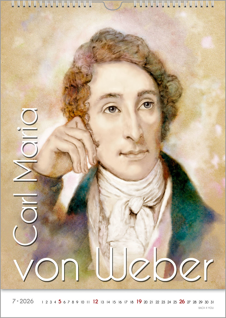 Weitere Ansicht: Komponisten-Kalender, ein Musik-Kalender 2026, DIN A4 | Peter Bach jr.