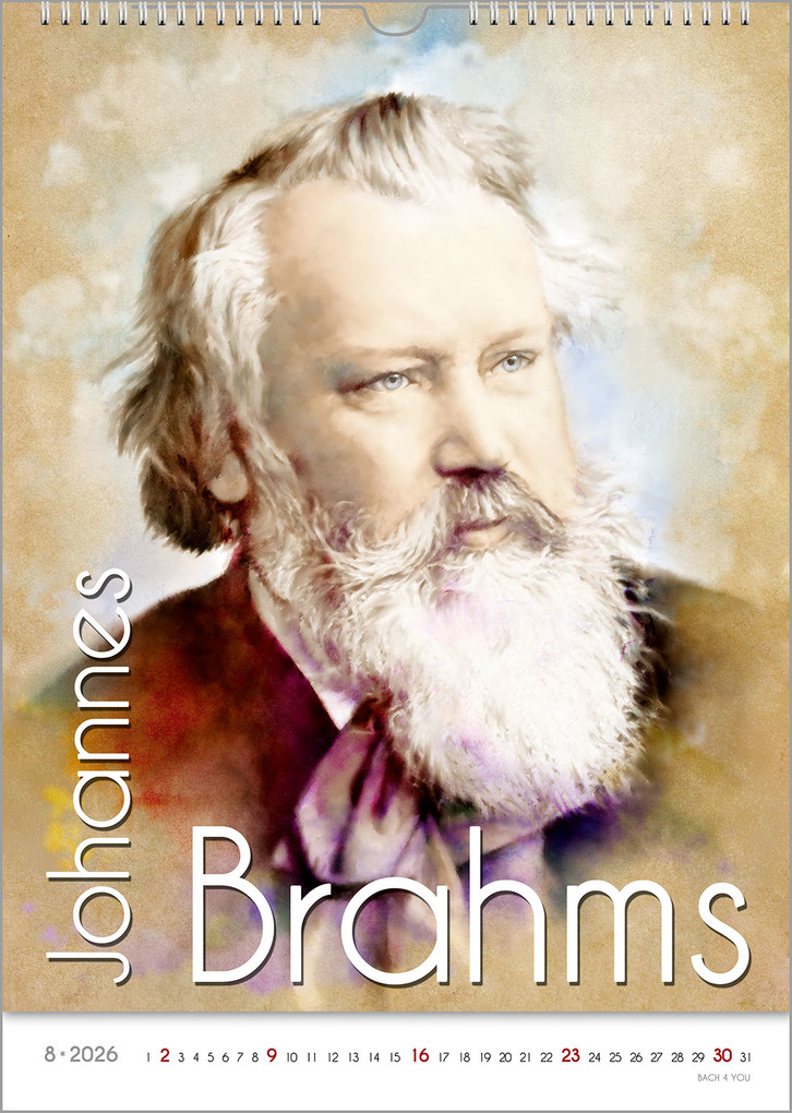 Weitere Ansicht: Komponisten-Kalender, ein Musik-Kalender 2026, DIN A4 | Peter Bach jr.