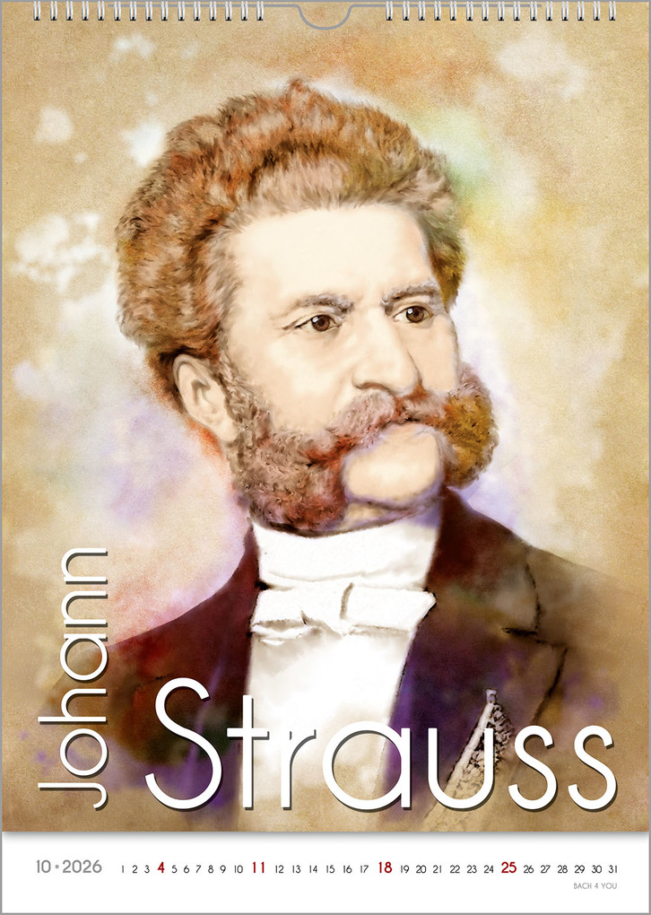 Weitere Ansicht: Komponisten-Kalender, ein Musik-Kalender 2026, DIN A4 | Peter Bach jr.