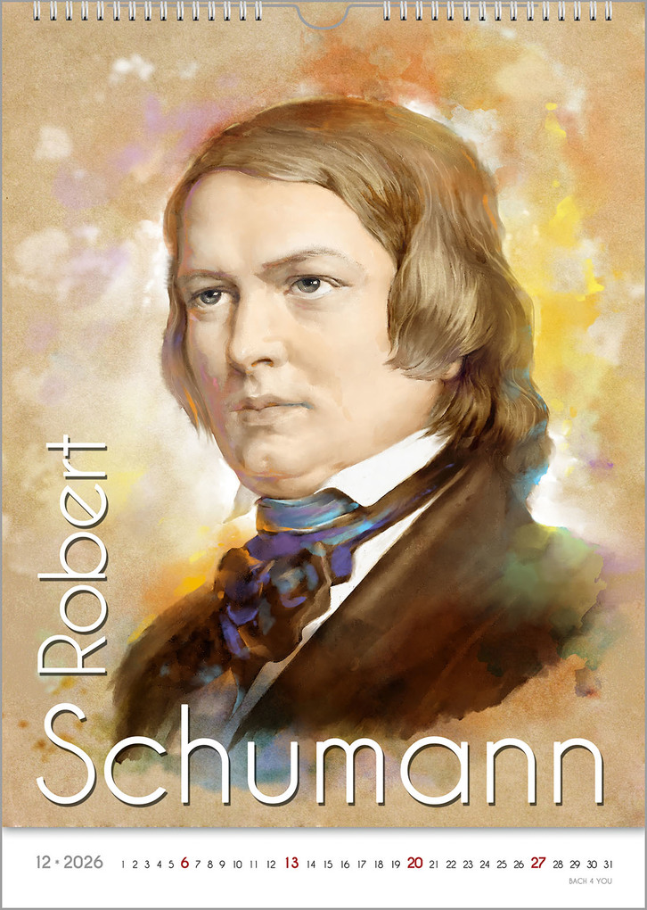 Weitere Ansicht: Komponisten-Kalender, ein Musik-Kalender 2026, DIN A4 | Peter Bach jr.