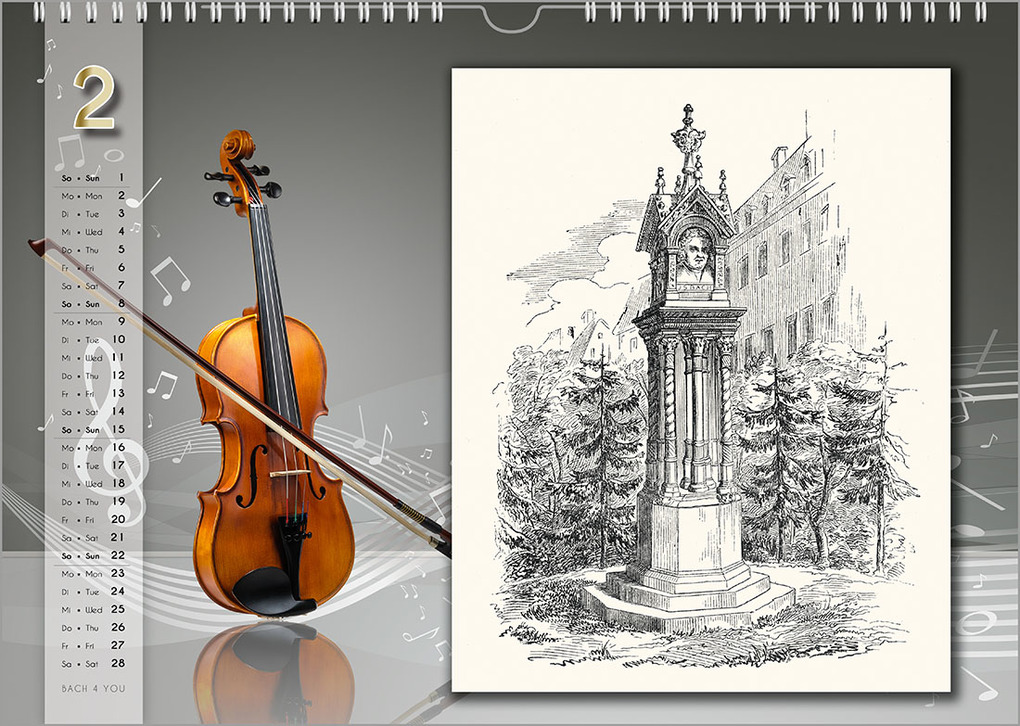 Weitere Ansicht: Komponisten-Kalender, Bach-Kalender, Musik-Kalender 2026, DIN A4 | Peter Bach jr.