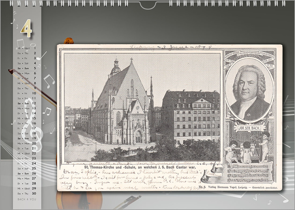 Weitere Ansicht: Komponisten-Kalender, Bach-Kalender, Musik-Kalender 2026, DIN A4 | Peter Bach jr.