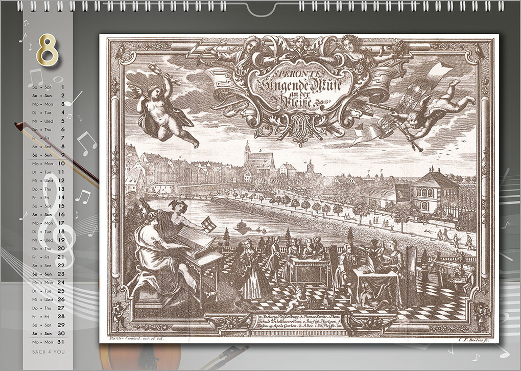 Weitere Ansicht: Komponisten-Kalender, Bach-Kalender, Musik-Kalender 2026, DIN A4 | Peter Bach jr.