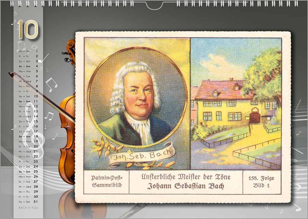 Weitere Ansicht: Komponisten-Kalender, Bach-Kalender, Musik-Kalender 2026, DIN A4 | Peter Bach jr.