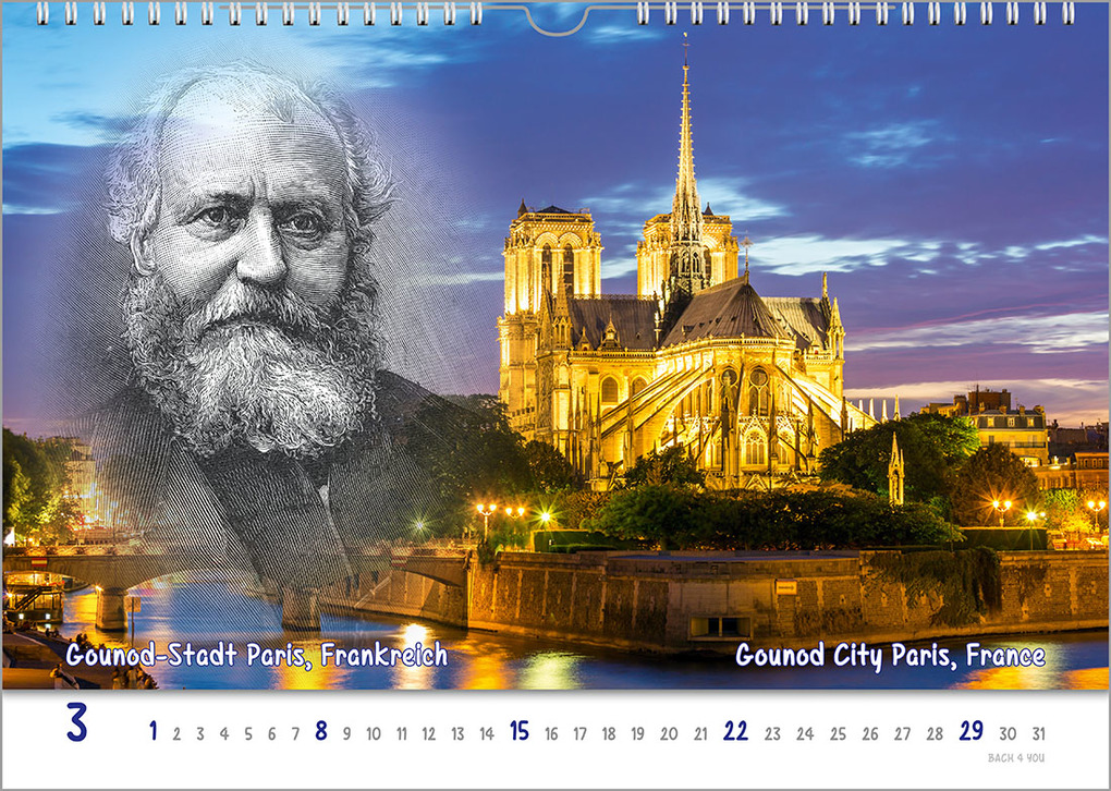 Weitere Ansicht: Komponisten-Kalender, ein Musik-Kalender 2026, DIN A3 | Peter Bach jr.