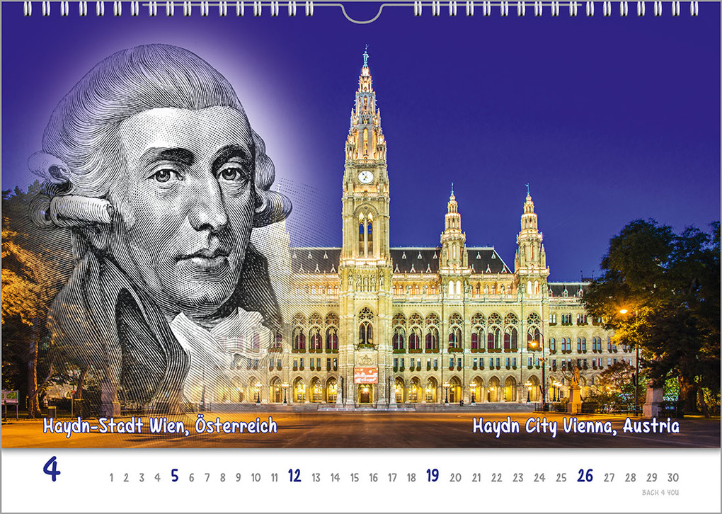 Weitere Ansicht: Komponisten-Kalender, ein Musik-Kalender 2026, DIN A3 | Peter Bach jr.