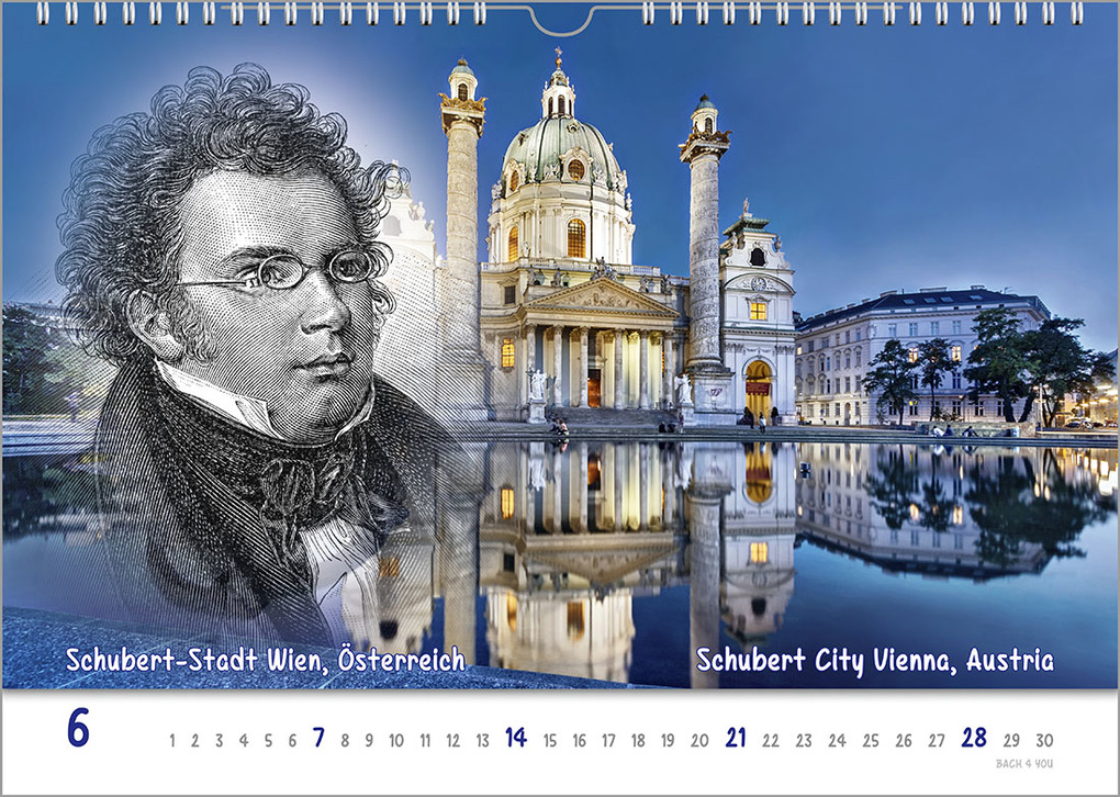 Weitere Ansicht: Komponisten-Kalender, ein Musik-Kalender 2026, DIN A3 | Peter Bach jr.