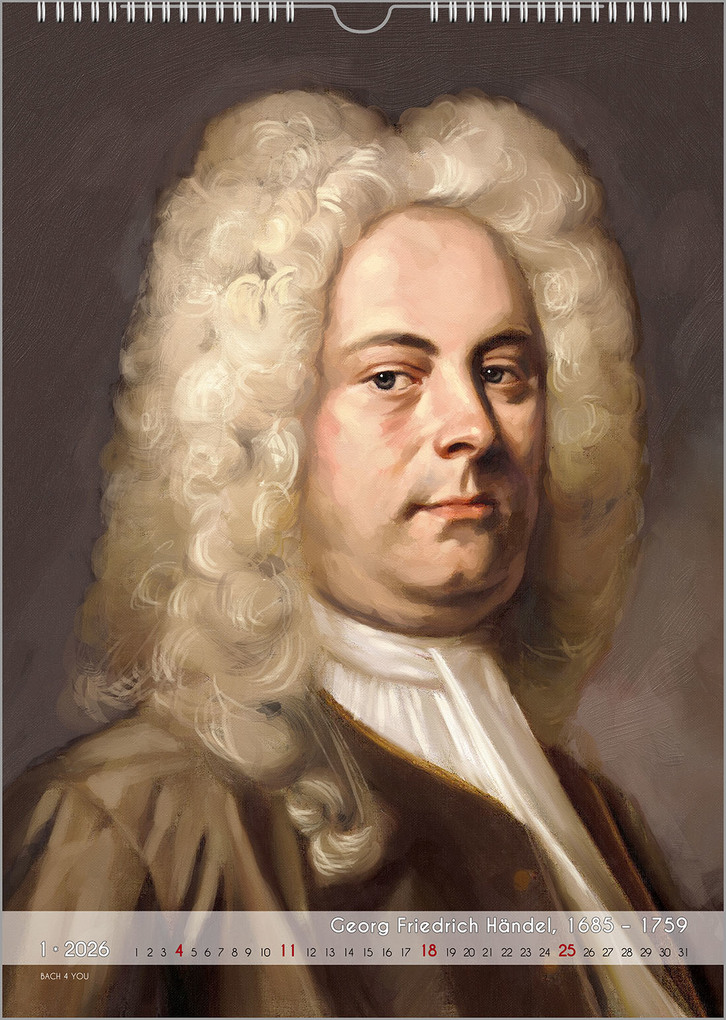 Weitere Ansicht: Komponisten-Kalender, ein Musik-Kalender 2026, DIN A3 | Peter Bach jr.