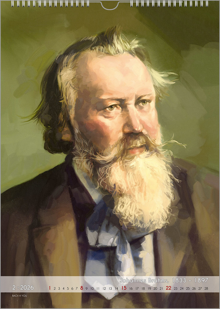 Weitere Ansicht: Komponisten-Kalender, ein Musik-Kalender 2026, DIN A3 | Peter Bach jr.