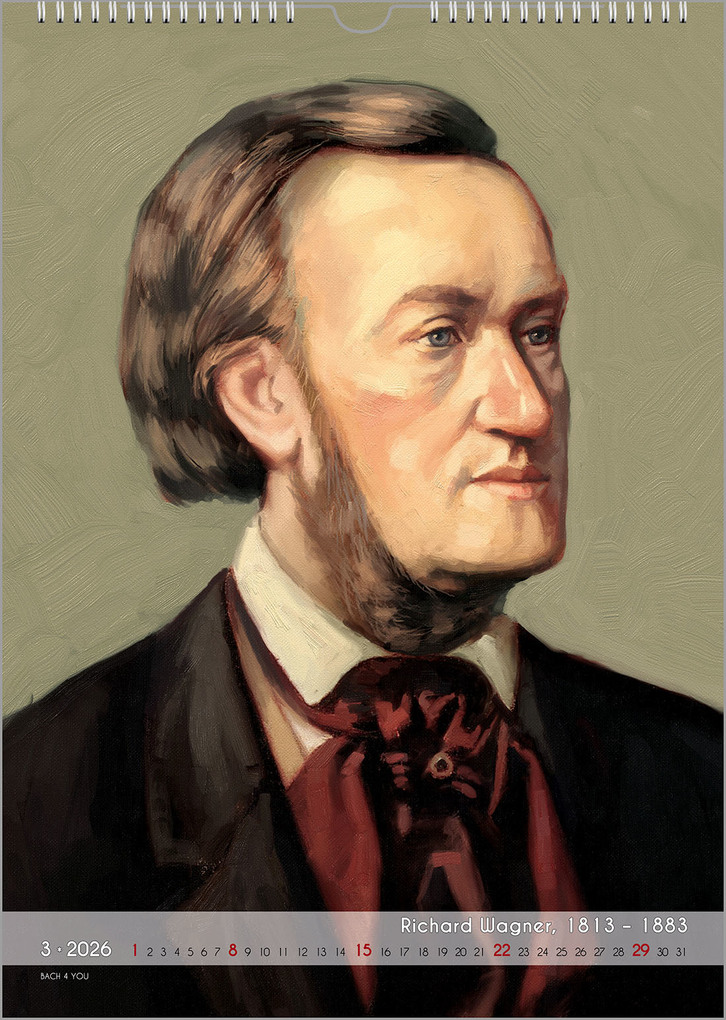 Weitere Ansicht: Komponisten-Kalender, ein Musik-Kalender 2026, DIN A3 | Peter Bach jr.