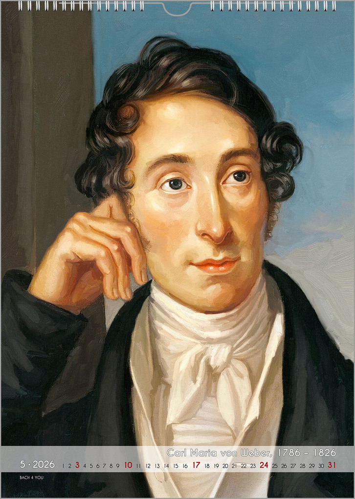 Weitere Ansicht: Komponisten-Kalender, ein Musik-Kalender 2026, DIN A3 | Peter Bach jr.