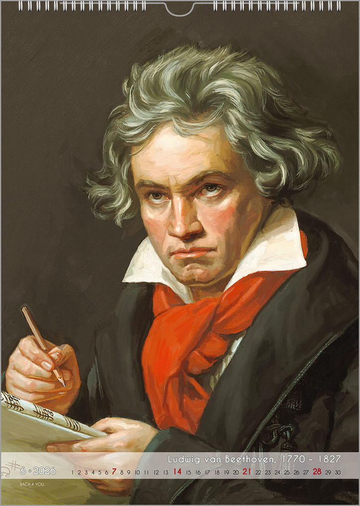 Weitere Ansicht: Komponisten-Kalender, ein Musik-Kalender 2026, DIN A3 | Peter Bach jr.