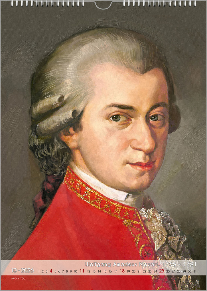 Weitere Ansicht: Komponisten-Kalender, ein Musik-Kalender 2026, DIN A3 | Peter Bach jr.