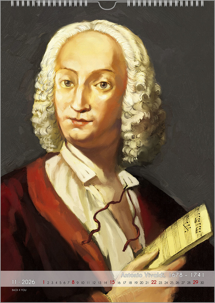 Weitere Ansicht: Komponisten-Kalender, ein Musik-Kalender 2026, DIN A3 | Peter Bach jr.