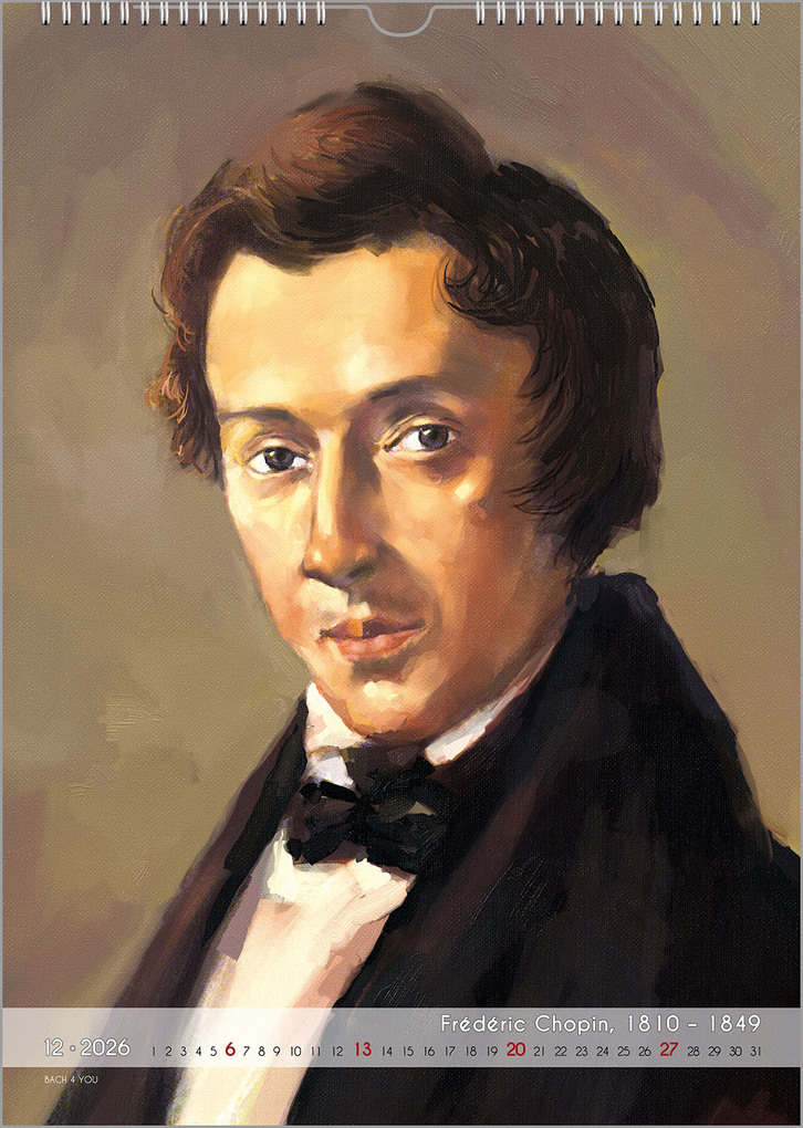 Weitere Ansicht: Komponisten-Kalender, ein Musik-Kalender 2026, DIN A3 | Peter Bach jr.