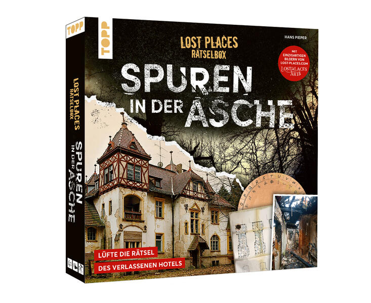 Produktbild: Lost Places Rätselbox - Spuren in der Asche: Ein Krimi-Rätsel für Zuhause. Lüfte die Rätsel des verlassenen Hotels | Hans Pieper