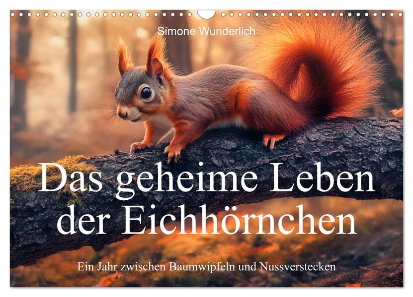 Produktbild: Das geheime Leben der Eichhörnchen - Ein Jahr zwischen Baumwipfeln und Nussverstecken (Wandkalender 2026 DIN A3 quer), CALVENDO Monatskalender | Simone Wunderlich, Calvendo