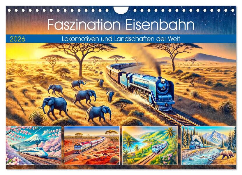Produktbild: Faszination Eisenbahn - Lokomotiven und Landschaften der Welt (Wandkalender 2026 DIN A4 quer), CALVENDO Monatskalender | Calvendo, Anja Frost