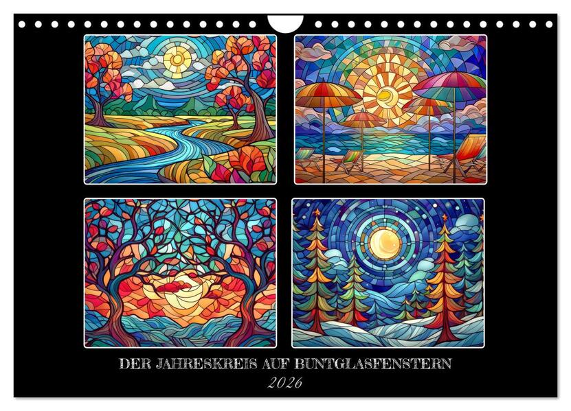 Produktbild: Der Jahreskreis auf Buntglasfenstern (Wandkalender 2026 DIN A4 quer), CALVENDO Monatskalender | Werner Braun, Calvendo