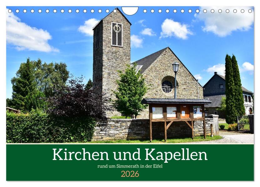 Produktbild: Kirchen und Kapellen rund um Simmerath (Wandkalender 2026 DIN A4 quer), CALVENDO Monatskalender | Jean-Louis Glineur, Calvendo