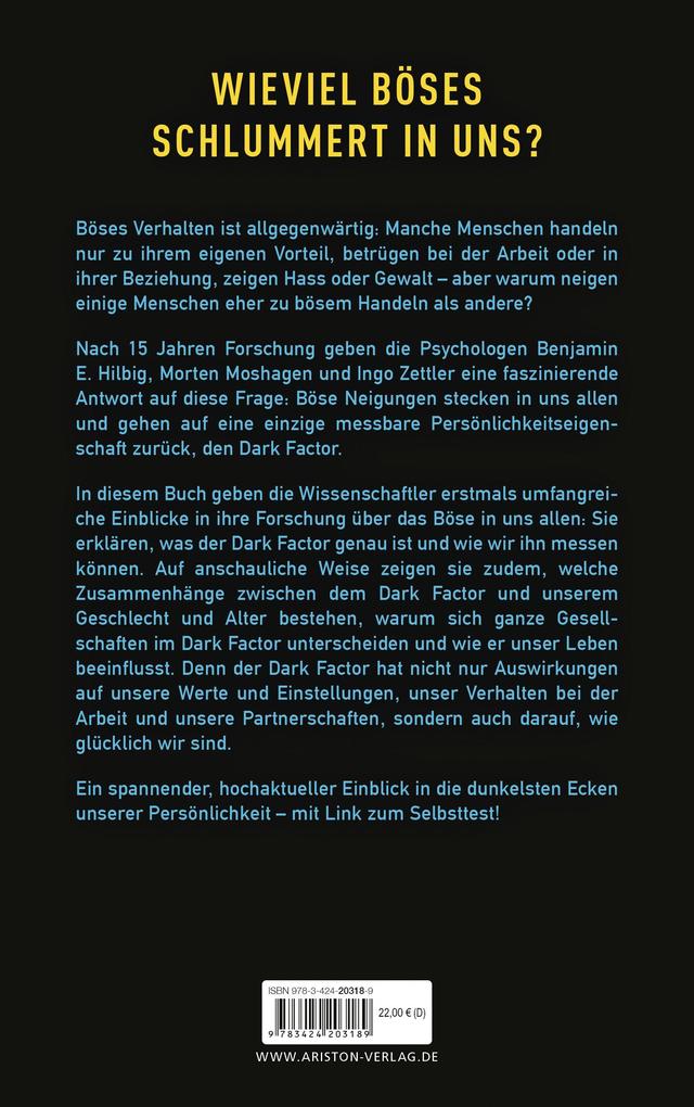 Weitere Ansicht: Dark Factor - die Essenz des Bösen in uns | Benjamin E. Hilbig, Morten Moshagen, Ingo Zettler