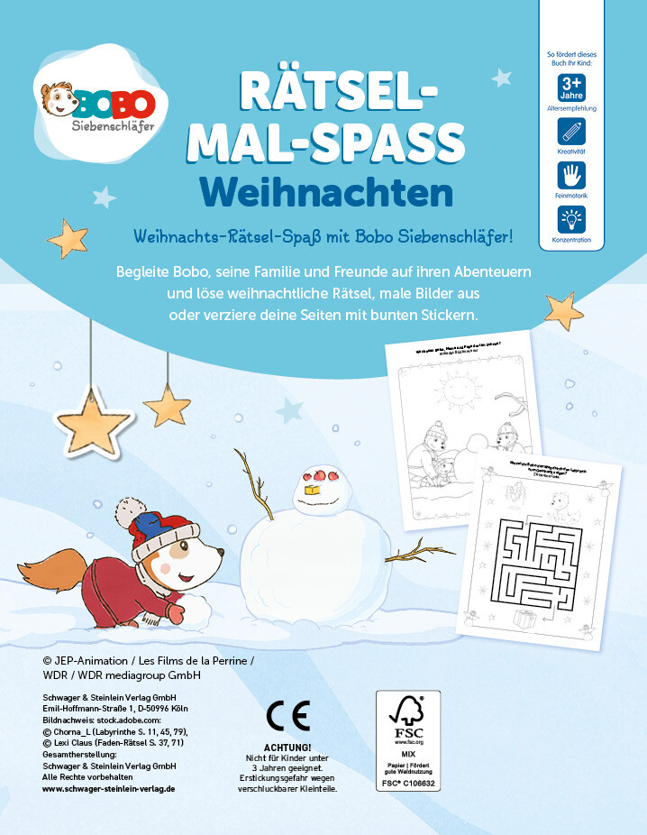 Weitere Ansicht: Bobo Siebenschläfer Rätsel-Mal-Spaß Weihnachten. Für Kinder ab 3 Jahren