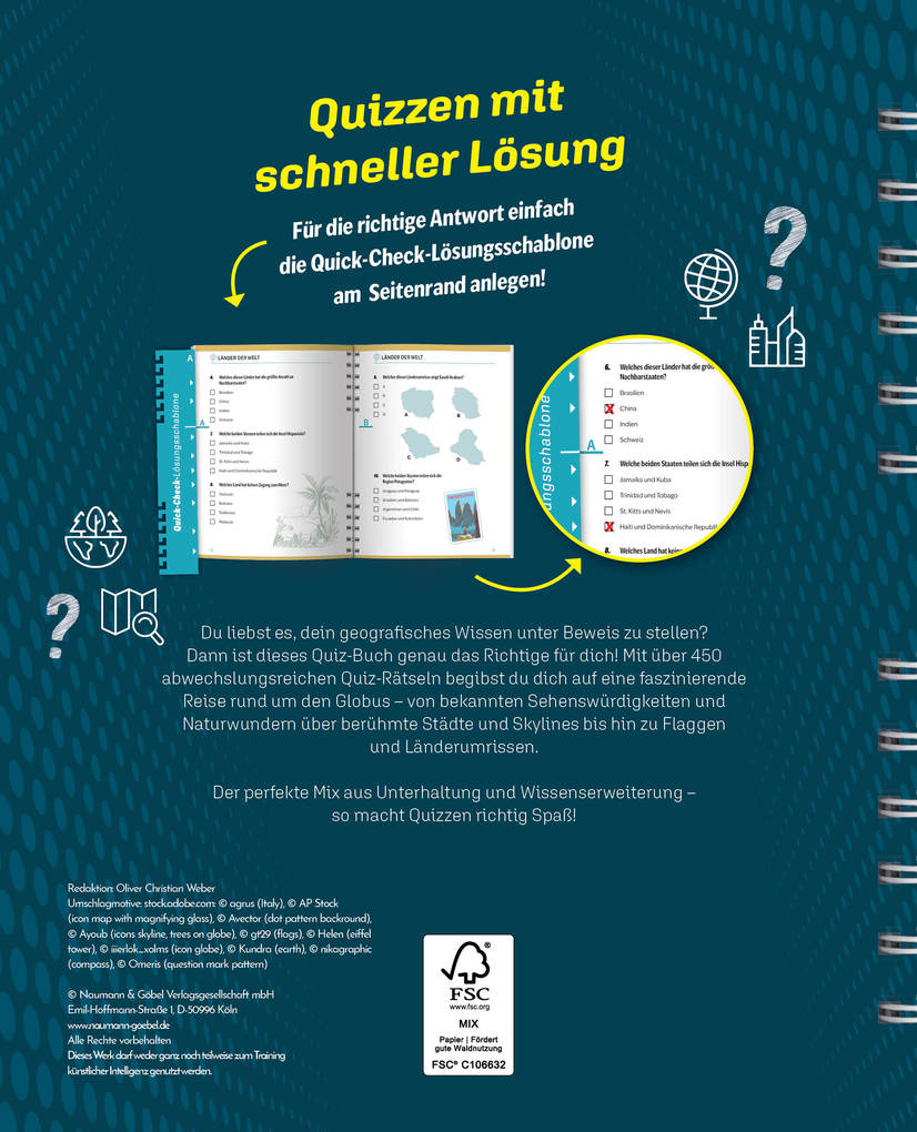 Weitere Ansicht: Quizbuch mit Lösungsschablone Geografie