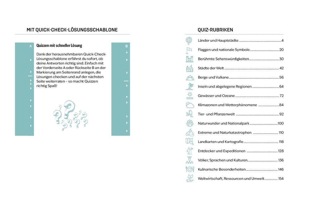 Weitere Ansicht: Quizbuch mit Lösungsschablone Geografie