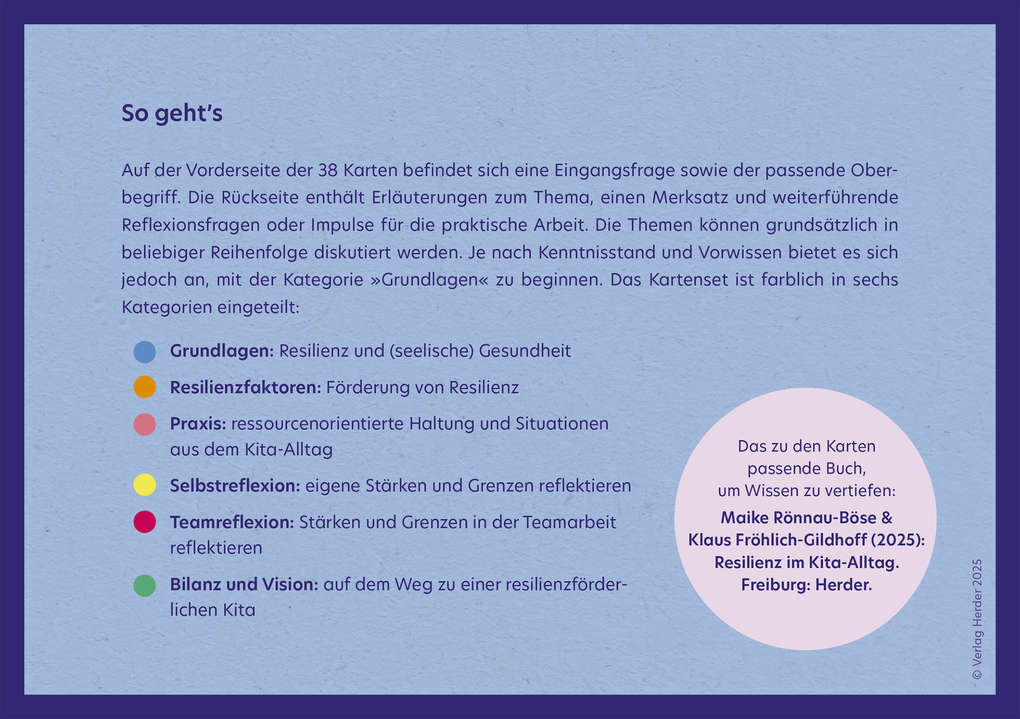 Weitere Ansicht: Resilienz im Kita-Alltag. 40 Reflexionskarten für die Teamarbeit | Katrin Höfler, Maike Rönnau-Böse, Klaus Fröhlich-Gildhoff