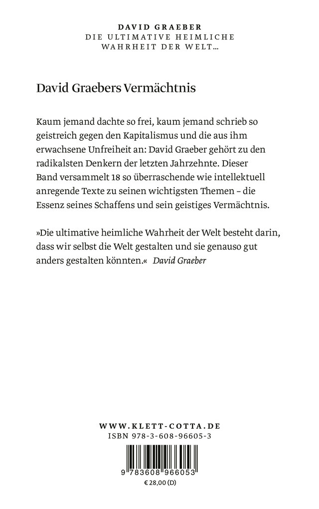 Weitere Ansicht: Die ultimative heimliche Wahrheit der Welt ... | David Graeber