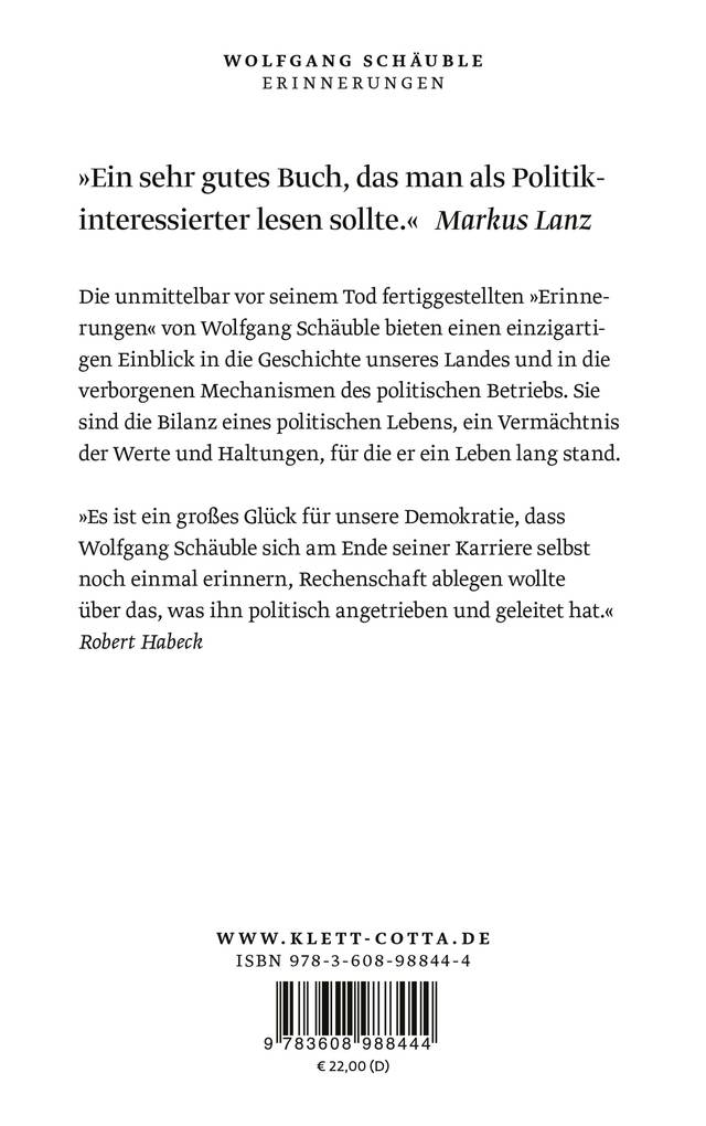 Weitere Ansicht: Erinnerungen | Wolfgang Schäuble
