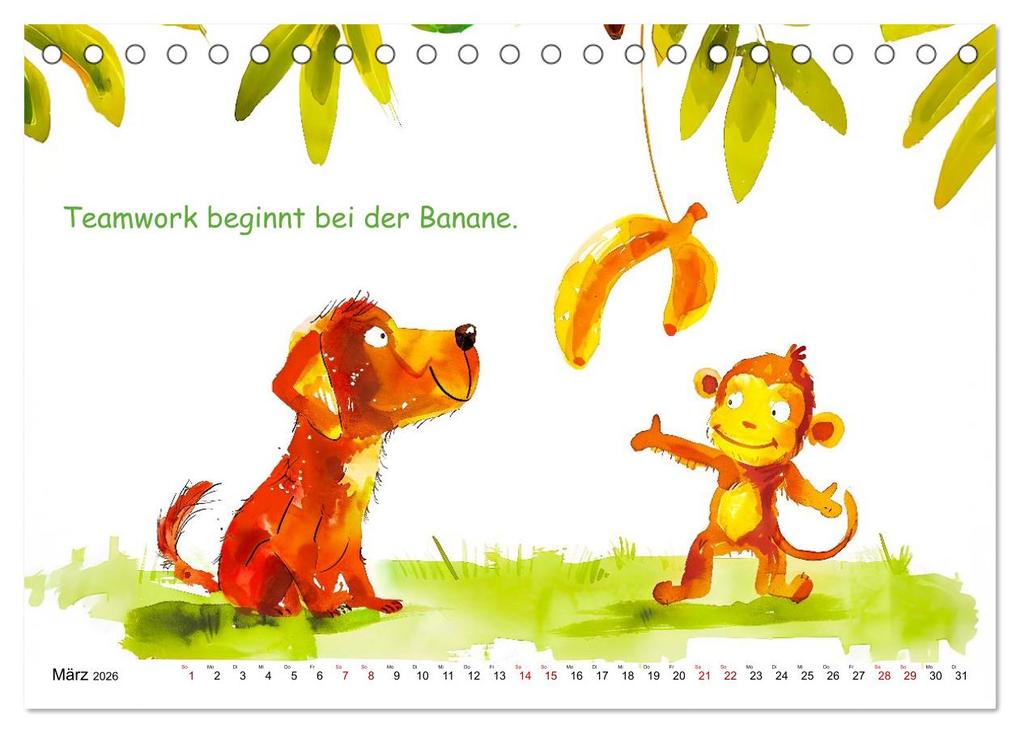 Weitere Ansicht: Vier Pfoten, viele Sprüche - Lustige Weisheiten mit Hund (Tischkalender 2026 DIN A5 quer), CALVENDO Monatskalender | Calvendo, Anja Frost