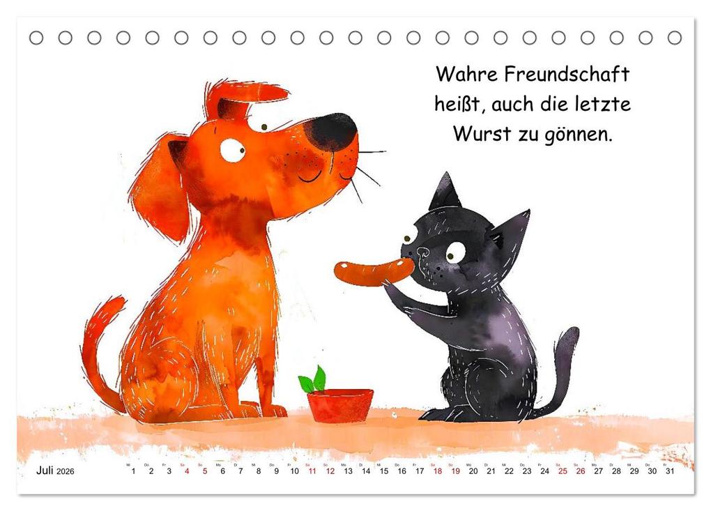 Weitere Ansicht: Vier Pfoten, viele Sprüche - Lustige Weisheiten mit Hund (Tischkalender 2026 DIN A5 quer), CALVENDO Monatskalender | Calvendo, Anja Frost
