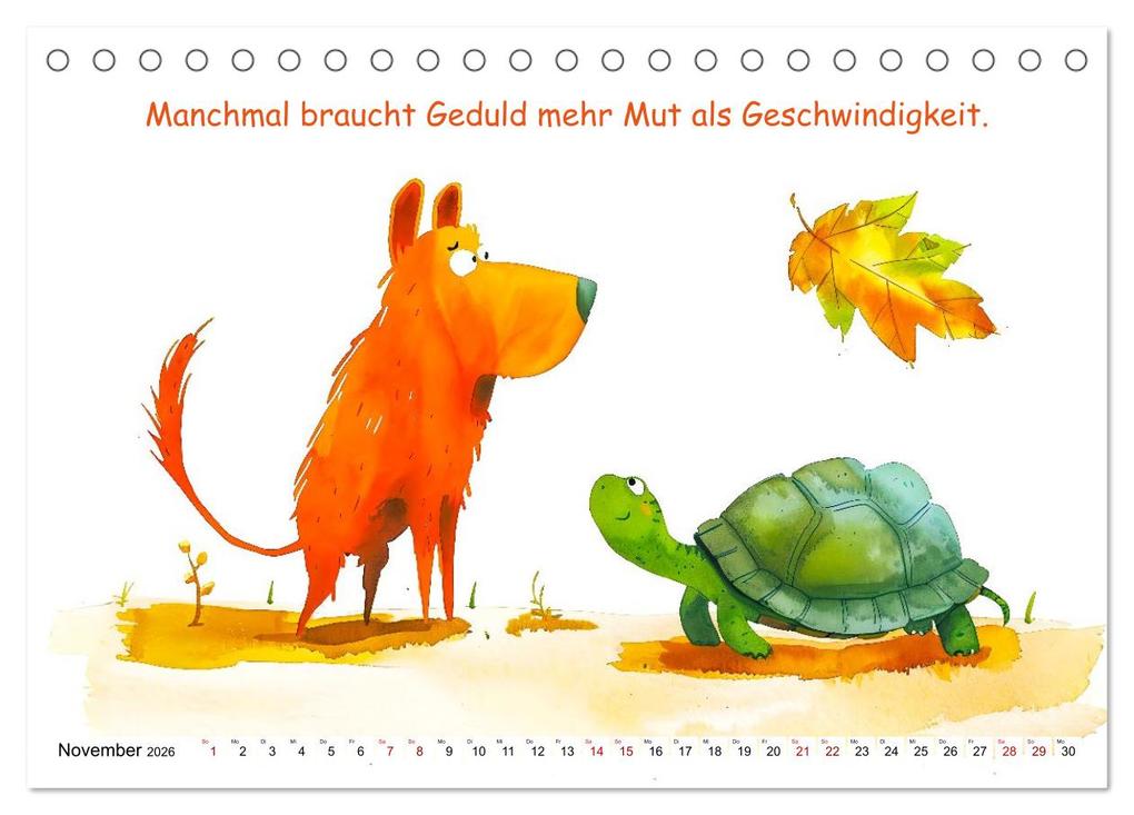 Weitere Ansicht: Vier Pfoten, viele Sprüche - Lustige Weisheiten mit Hund (Tischkalender 2026 DIN A5 quer), CALVENDO Monatskalender | Calvendo, Anja Frost