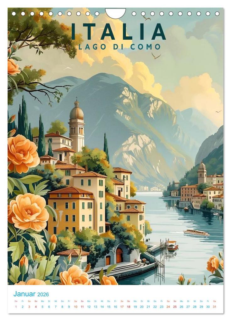 Weitere Ansicht: Norditalien - Old School Poster Style (Wandkalender 2026 DIN A4 hoch), CALVENDO Monatskalender | Calvendo, Val Thoermer